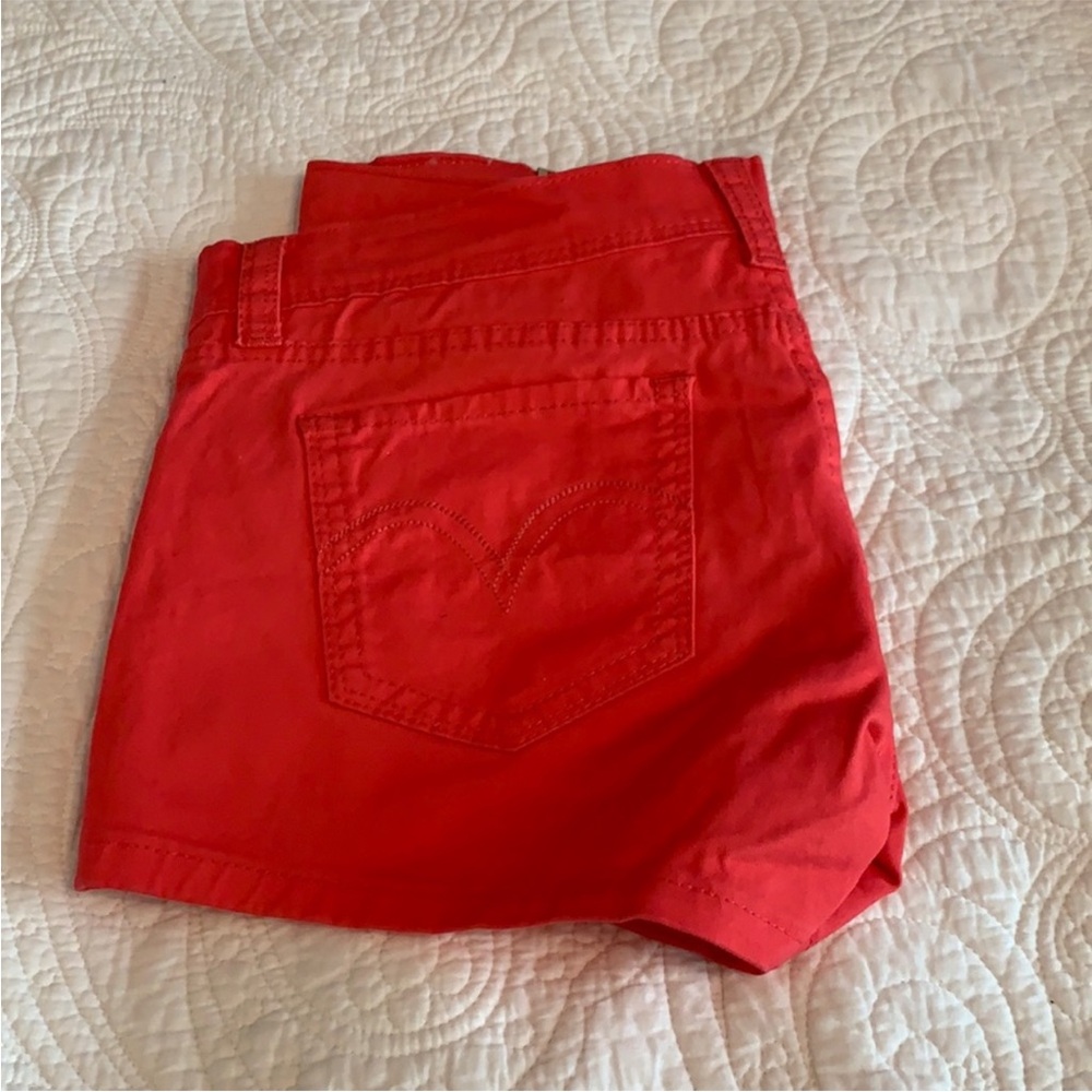 Levi's salmon-red High-Waisted Jean Shorts